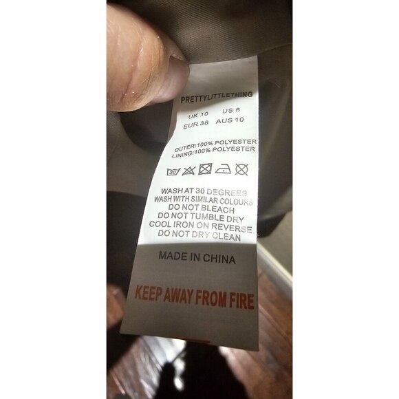 Vintage Pretty little Thing 90's Olive Pinstripe Blazer Jacket W Shoulder Pads - Picture 8 of 8